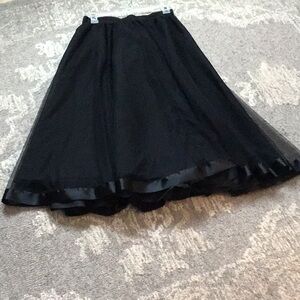 Hilary Radley Black A-line Midi Skirt with Ruffled Layers for Night Out